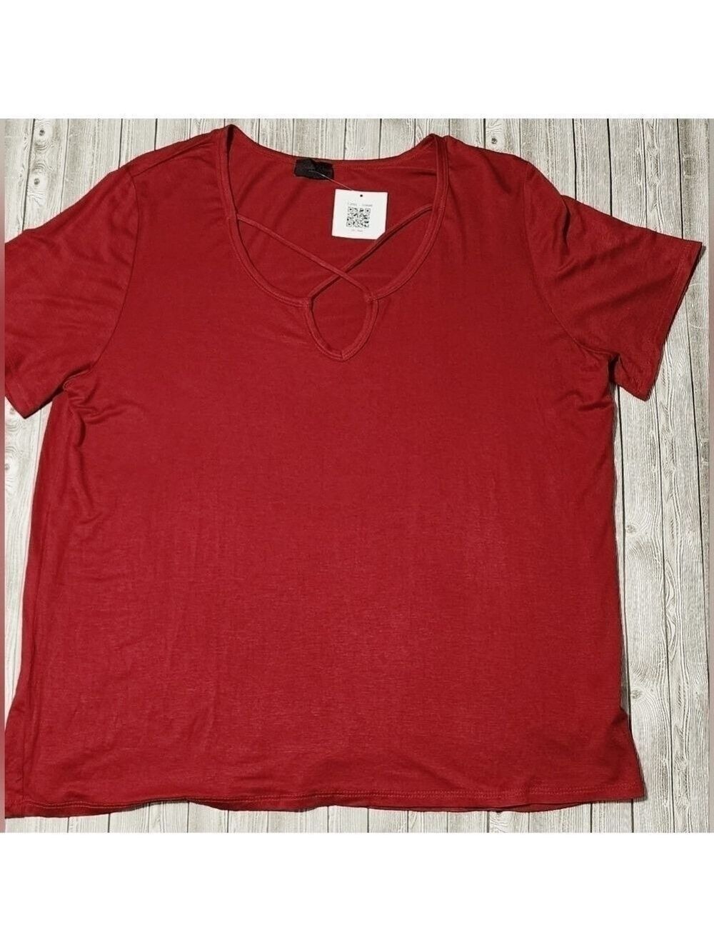 Shiela Rose Women's Red Short Sleeve Criss Cross Top 2XL - New With Tags